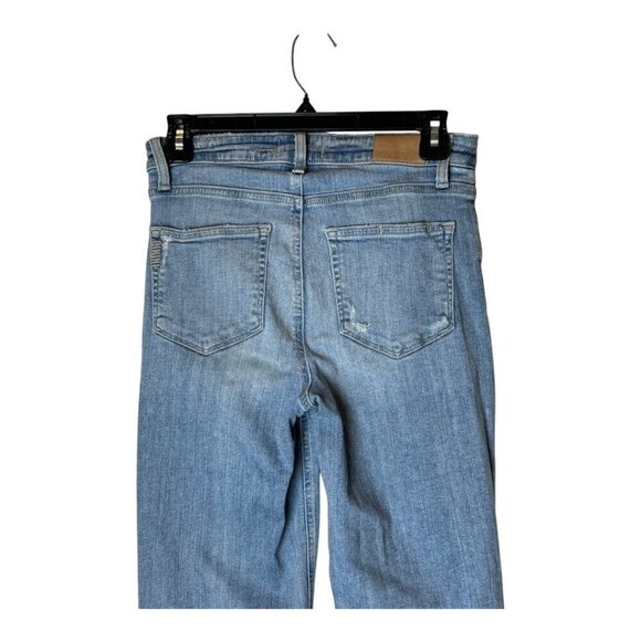 Paige Jeans Women 27 Blue Light Wash‎ Denim Distressed Atley Ankle Flare Leg - Picture 5 of 11